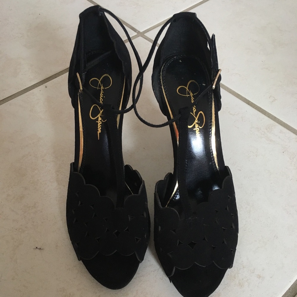 JESSICA SIMPSON VELVET STILETTO HEELS